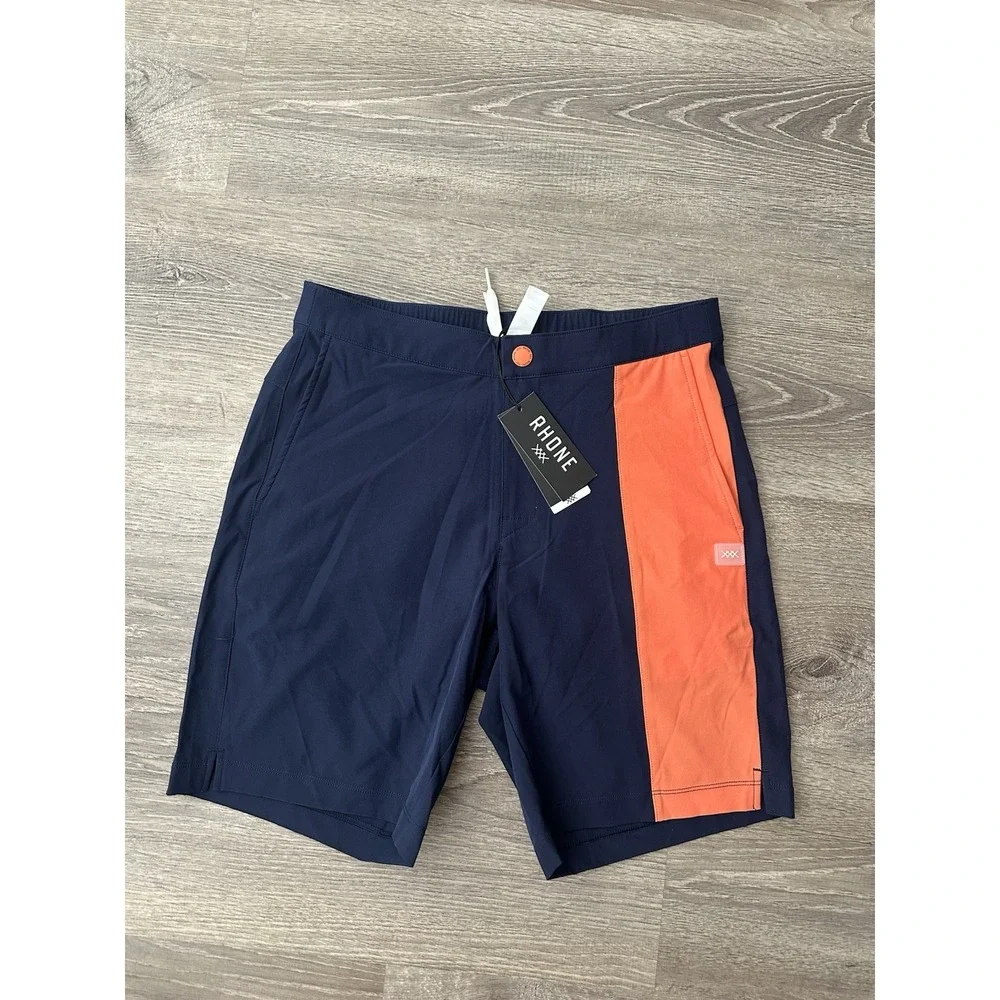 Rhône Barrier Swim Small Standard Fit Lined Navy/emberglow